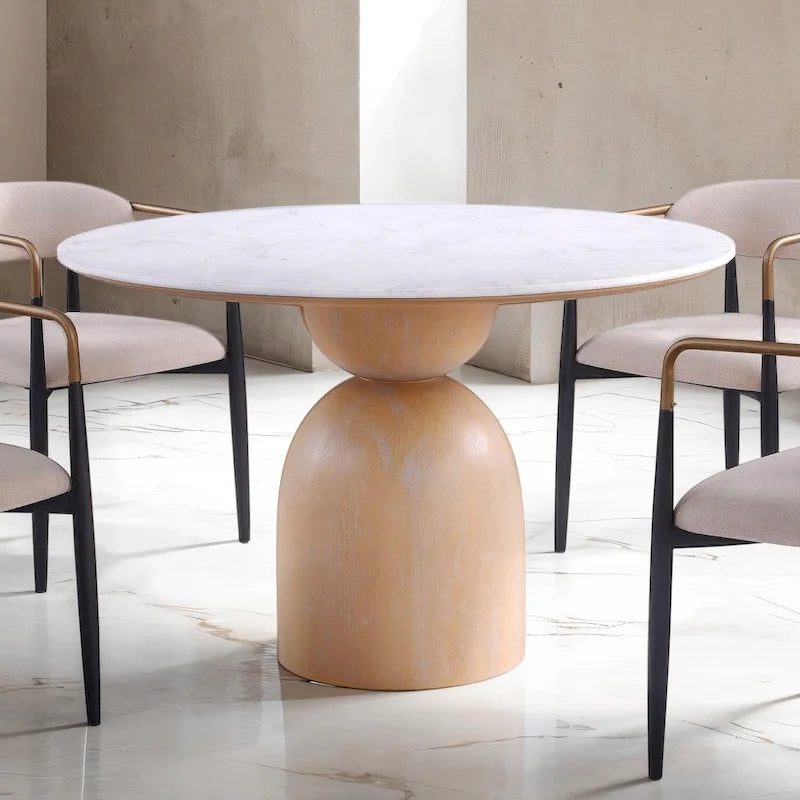 Table à manger ronde en bois naturel moderne