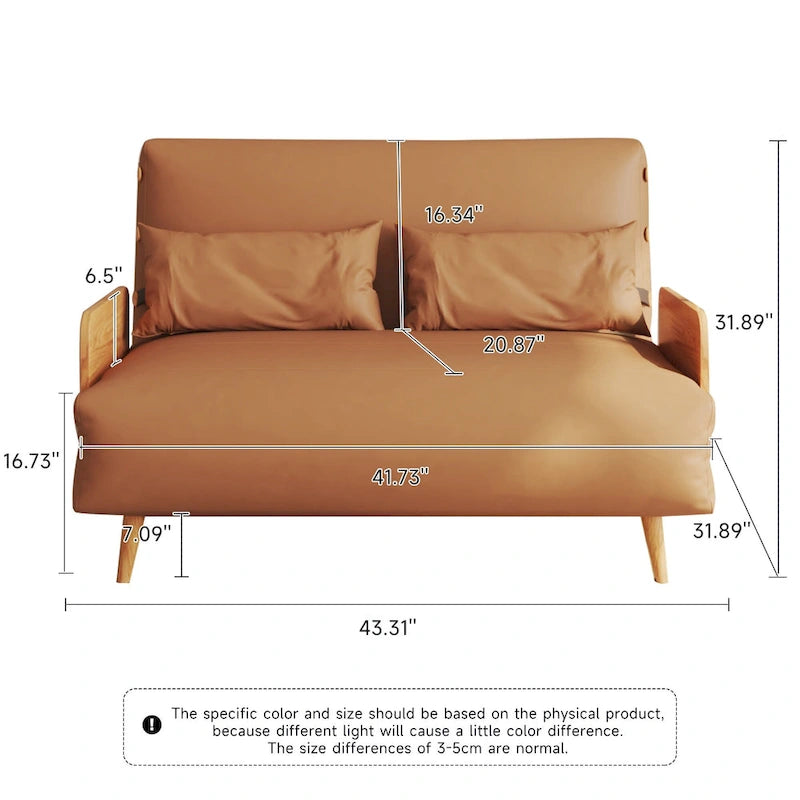 Canapé-lit convertible 43,3" avec dossier réglable et tablette latérale