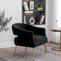Fauteuil d'appoint moderne en velours avec dossier ajouré et pieds en métal