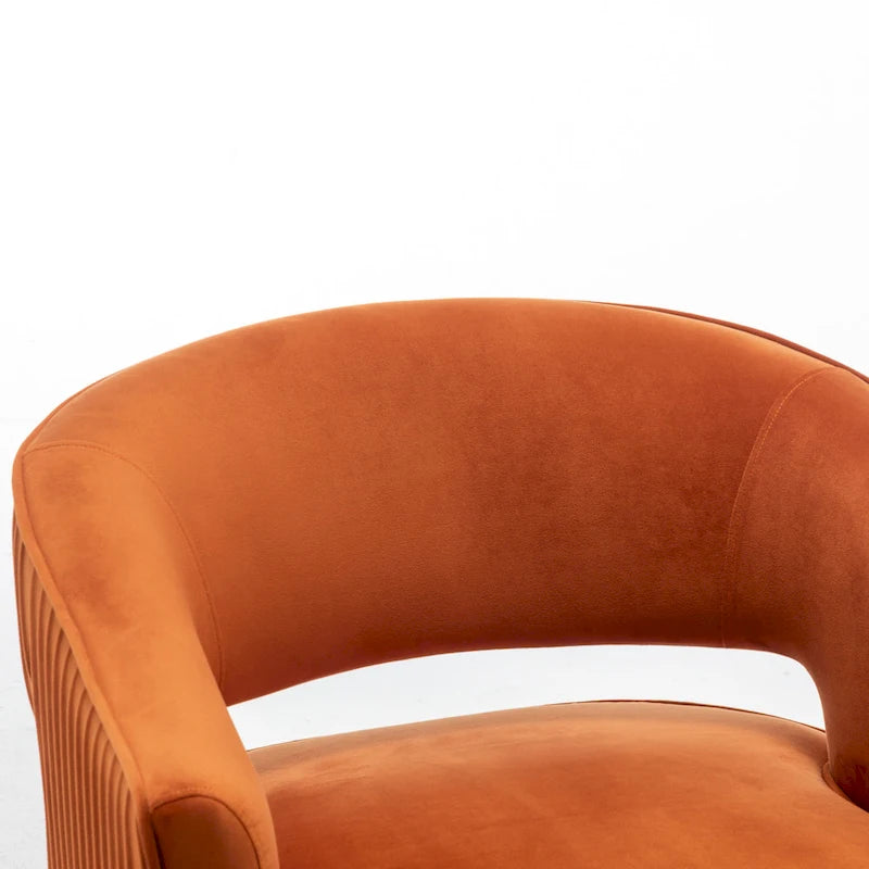 Fauteuil d'appoint moderne en velours avec dossier ajouré et pieds en métal