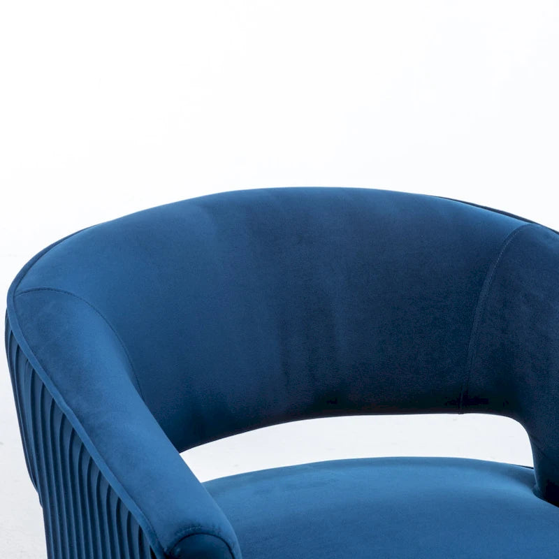Fauteuil d'appoint moderne en velours avec dossier ajouré et pieds en métal