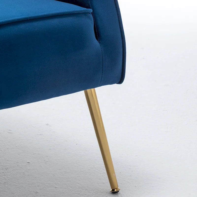 Fauteuil d'appoint moderne en velours avec dossier ajouré et pieds en métal