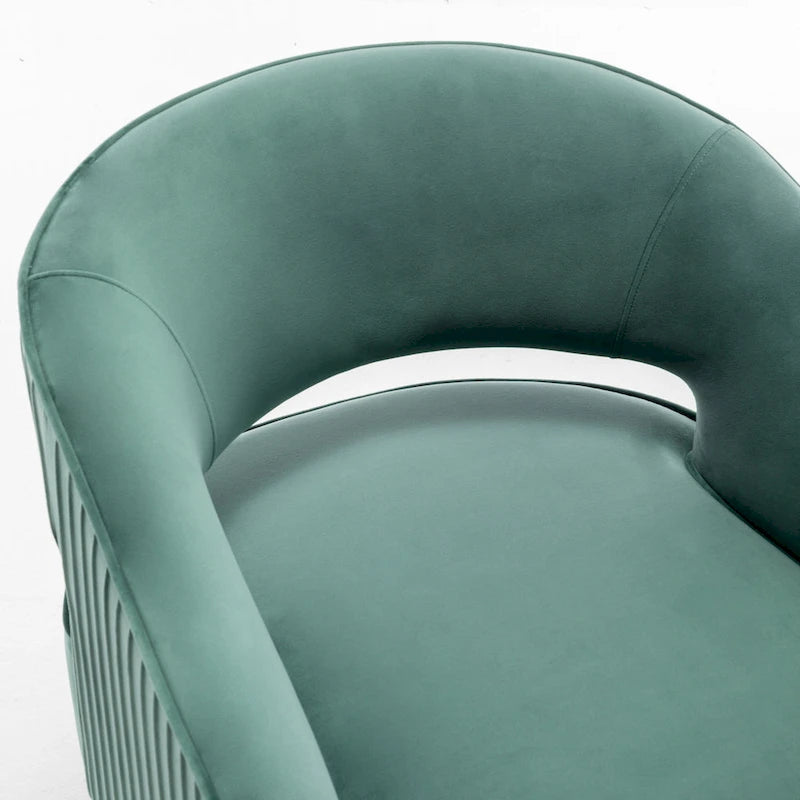Fauteuil d'appoint moderne en velours avec dossier ajouré et pieds en métal