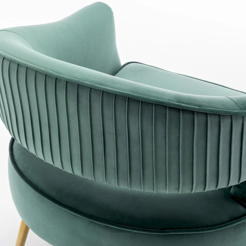 Fauteuil d'appoint moderne en velours avec dossier ajouré et pieds en métal