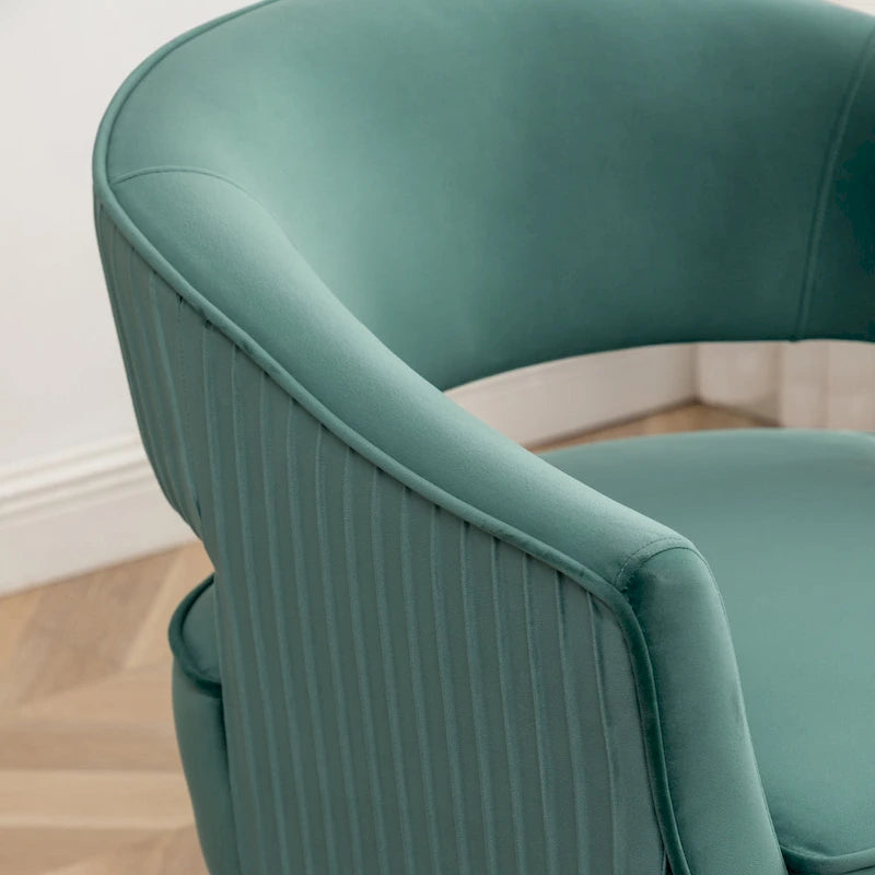 Fauteuil d'appoint moderne en velours avec dossier ajouré et pieds en métal