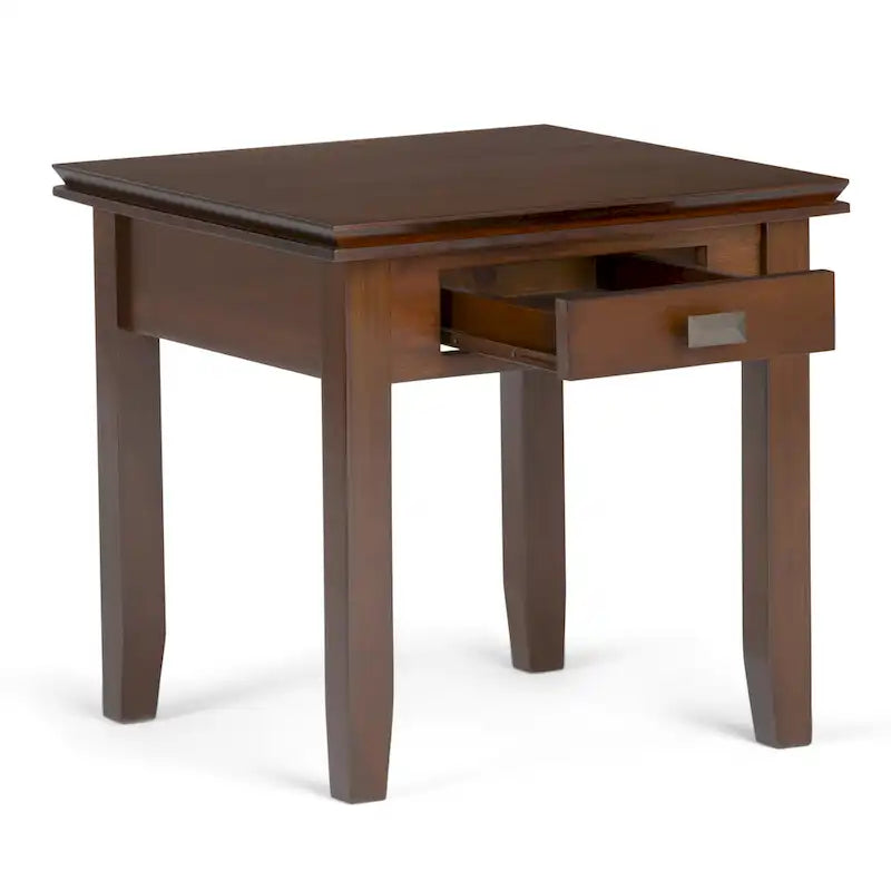 Table d'appoint transitoire carrée en bois massif de 21 pouces