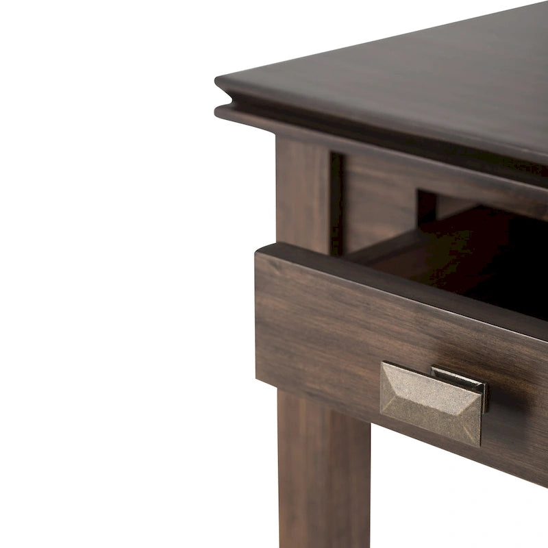 Table d'appoint transitoire carrée en bois massif de 21 pouces