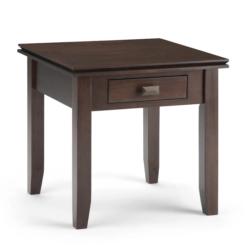 Table d'appoint transitoire carrée en bois massif de 21 pouces
