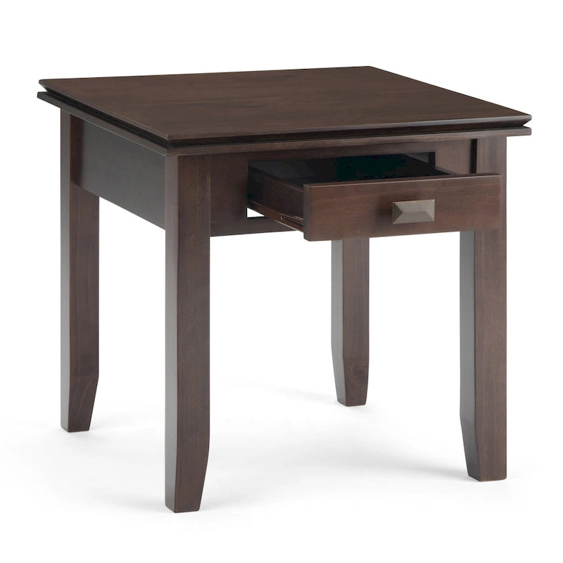 Table d'appoint transitoire carrée en bois massif de 21 pouces