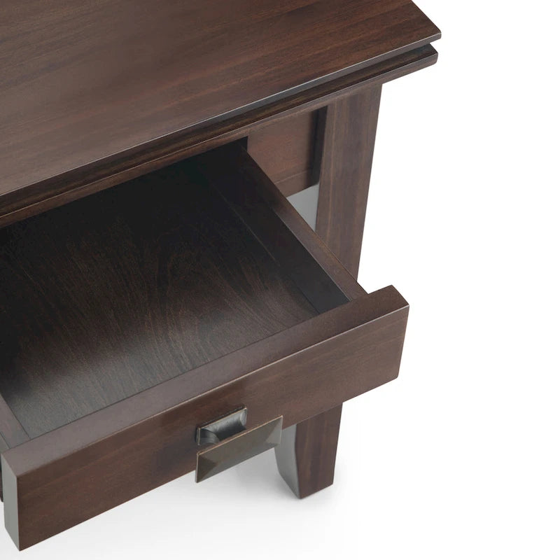 Table d'appoint transitoire carrée en bois massif de 21 pouces