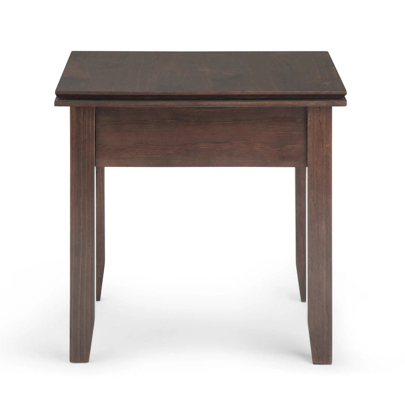 Table d'appoint transitoire carrée en bois massif de 21 pouces