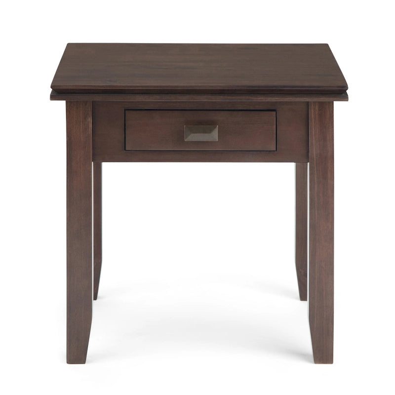 Table d'appoint transitoire carrée en bois massif de 21 pouces