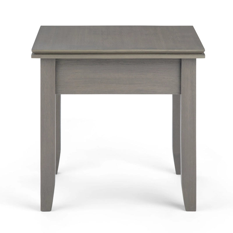 Table d'appoint transitoire carrée en bois massif de 21 pouces