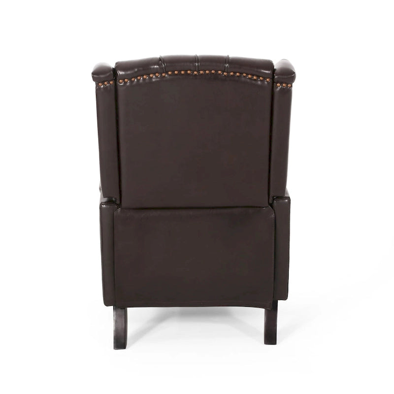 Ensemble fauteuil inclinable classique en cuir reconstitué capitonné (2 pièces) avec bordure cloutée