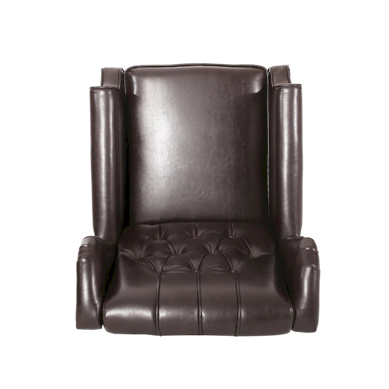 Ensemble fauteuil inclinable classique en cuir reconstitué capitonné (2 pièces) avec bordure cloutée