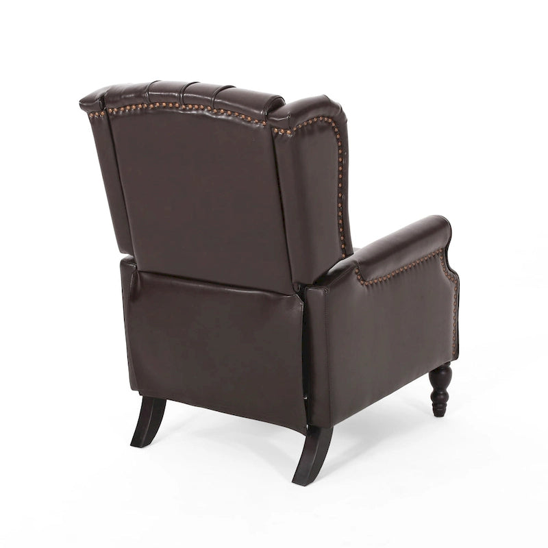 Ensemble fauteuil inclinable classique en cuir reconstitué capitonné (2 pièces) avec bordure cloutée