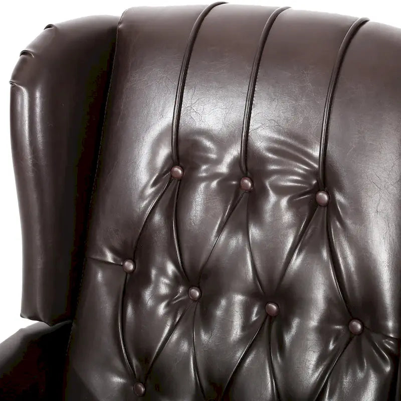 Ensemble fauteuil inclinable classique en cuir reconstitué capitonné (2 pièces) avec bordure cloutée