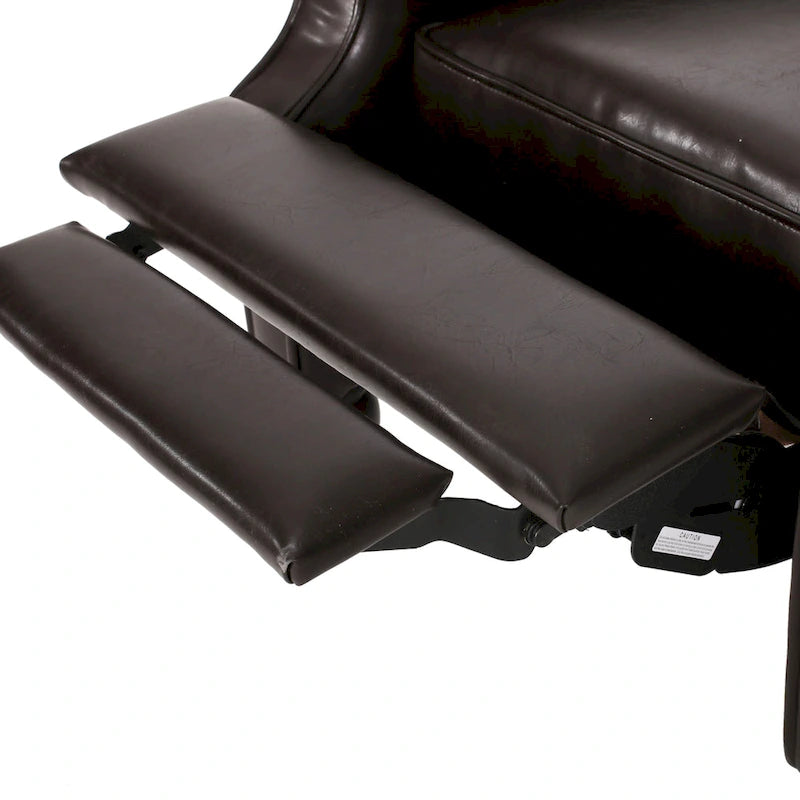 Ensemble fauteuil inclinable classique en cuir reconstitué capitonné (2 pièces) avec bordure cloutée