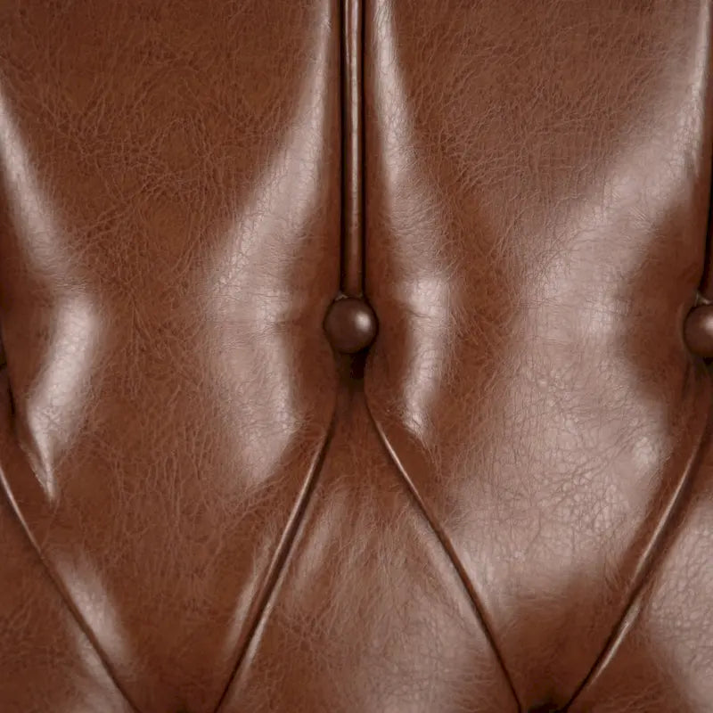 Ensemble fauteuil inclinable classique en cuir reconstitué capitonné (2 pièces) avec bordure cloutée