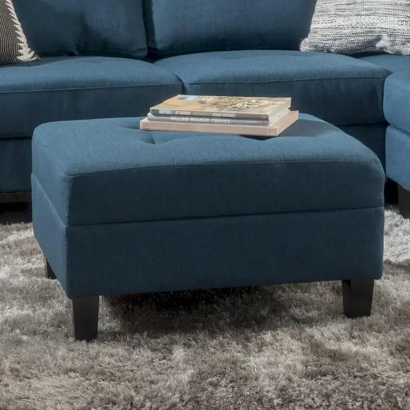 Pouf ottoman en tissu capitonné
