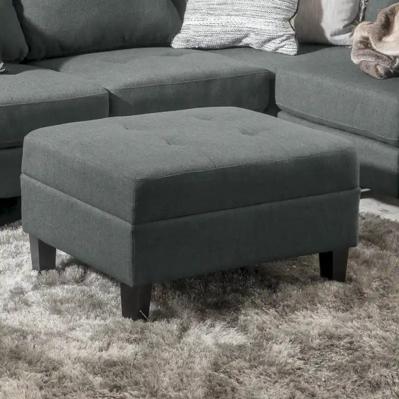 Pouf ottoman en tissu capitonné