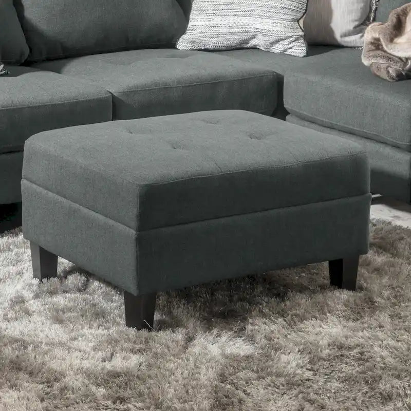 Pouf ottoman en tissu capitonné