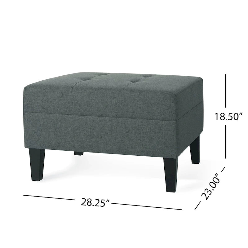 Pouf ottoman en tissu capitonné