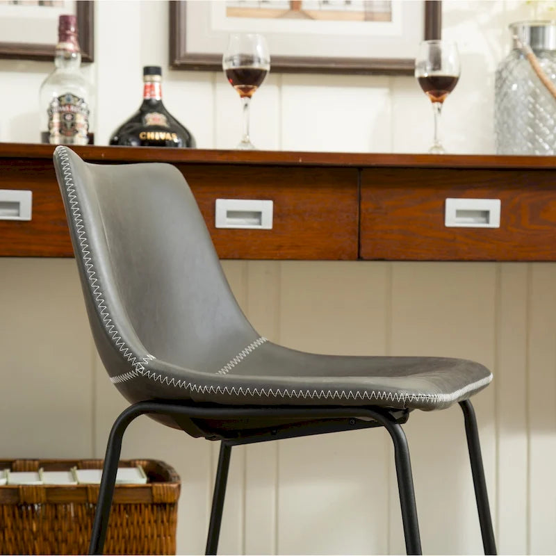Tabourets de bar vintage en cuir PU avec piètement luge, lot de 2