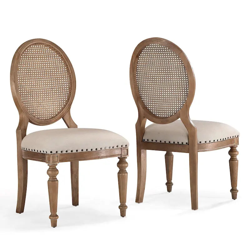 Chaises de salle à manger en chêne avec dossier en cannage (lot de 2)