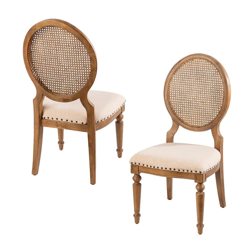 Chaises de salle à manger en chêne avec dossier en cannage (lot de 2)