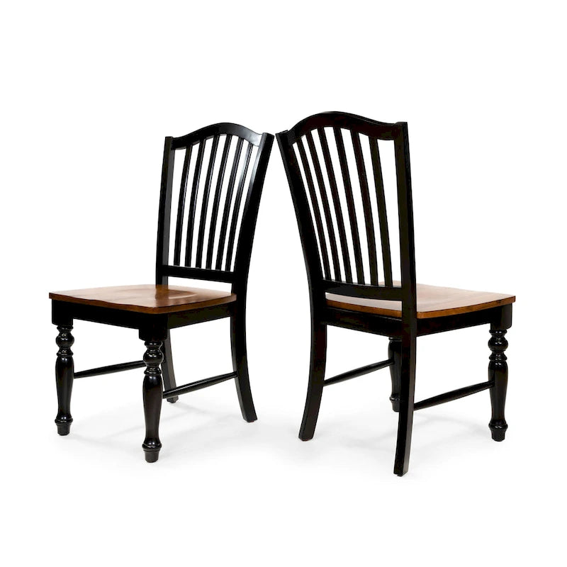 Chaises de salle à manger en bois à lattes noires de style rustique (lot de 2)