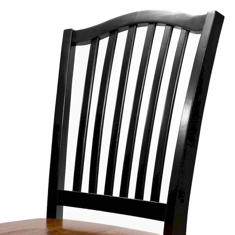 Chaises de salle à manger en bois à lattes noires de style rustique (lot de 2)