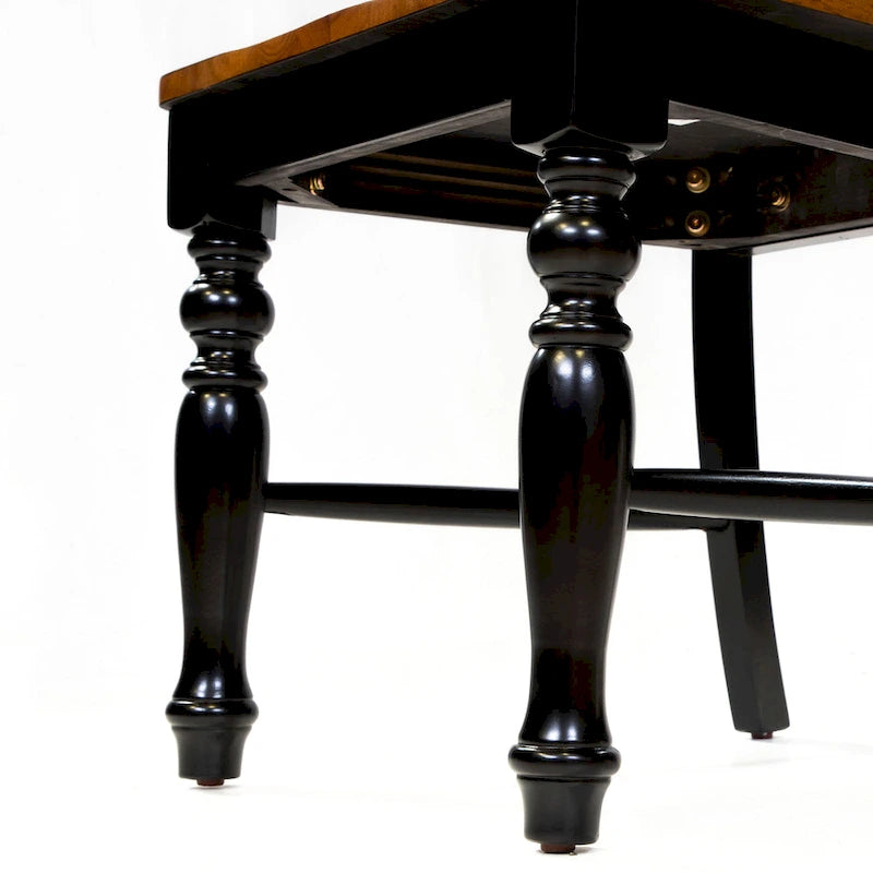 Chaises de salle à manger en bois à lattes noires de style rustique (lot de 2)