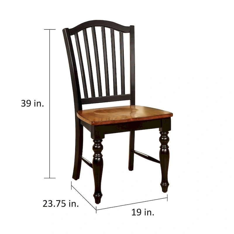 Chaises de salle à manger en bois à lattes noires de style rustique (lot de 2)