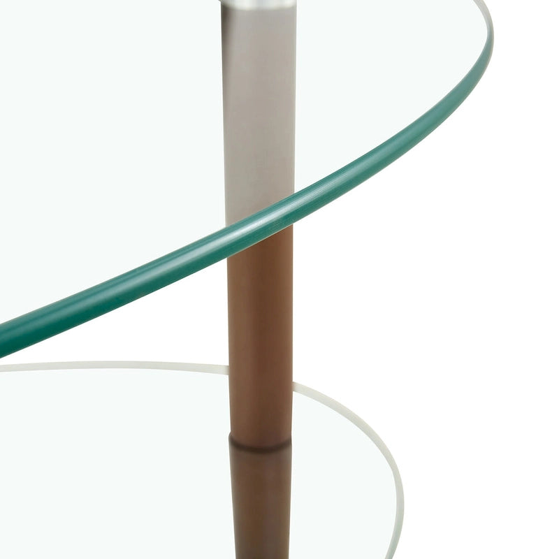 Table basse ovale en verre avec pieds en bois de chêne