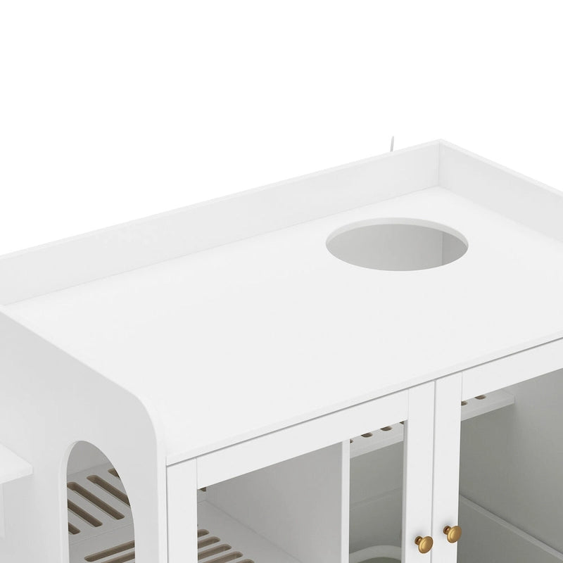 Meuble cache-litière pour chat avec étagère de rangement