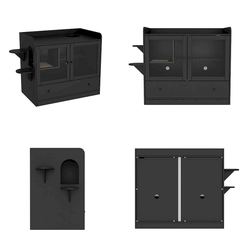 Meuble cache-litière pour chat avec étagère de rangement