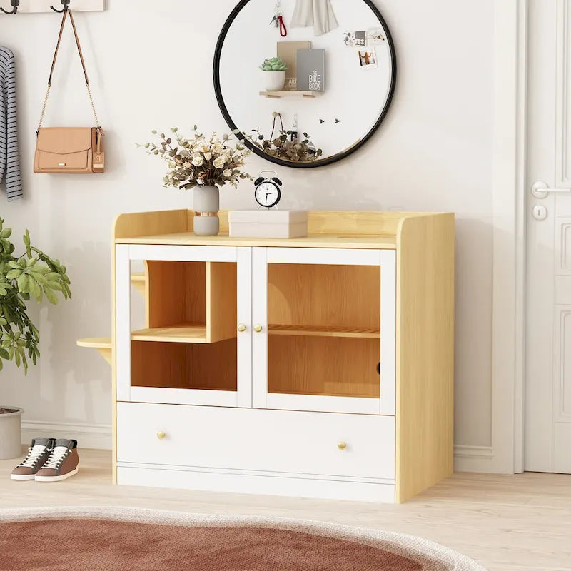 Meuble cache-litière pour chat avec étagère de rangement