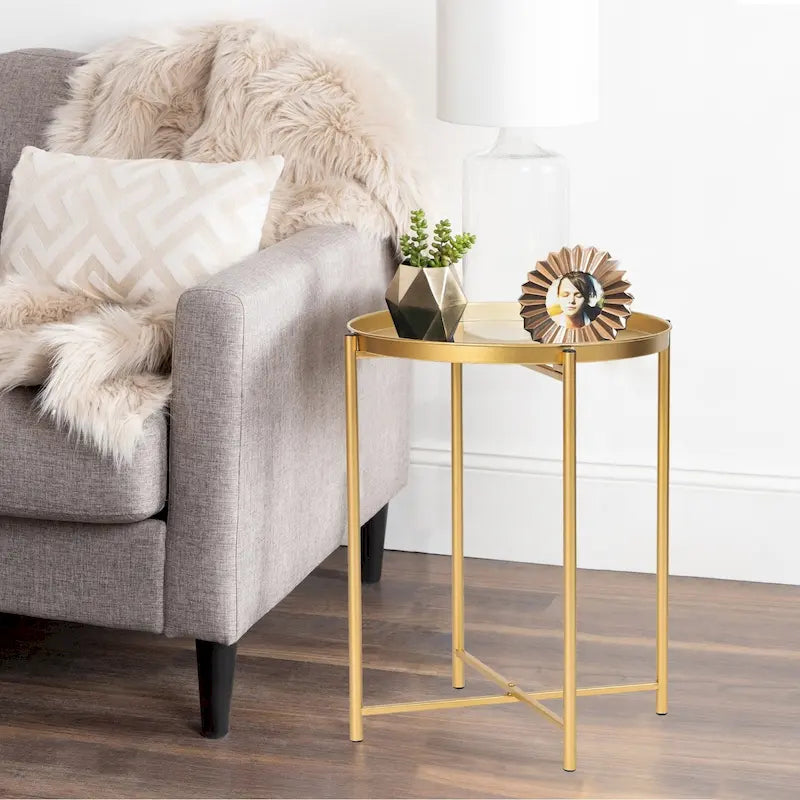 Table d'appoint en métal avec plateau amovible