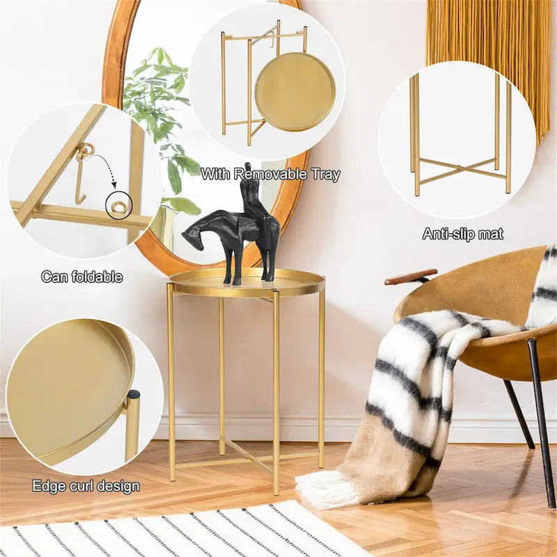 Table d'appoint en métal avec plateau amovible