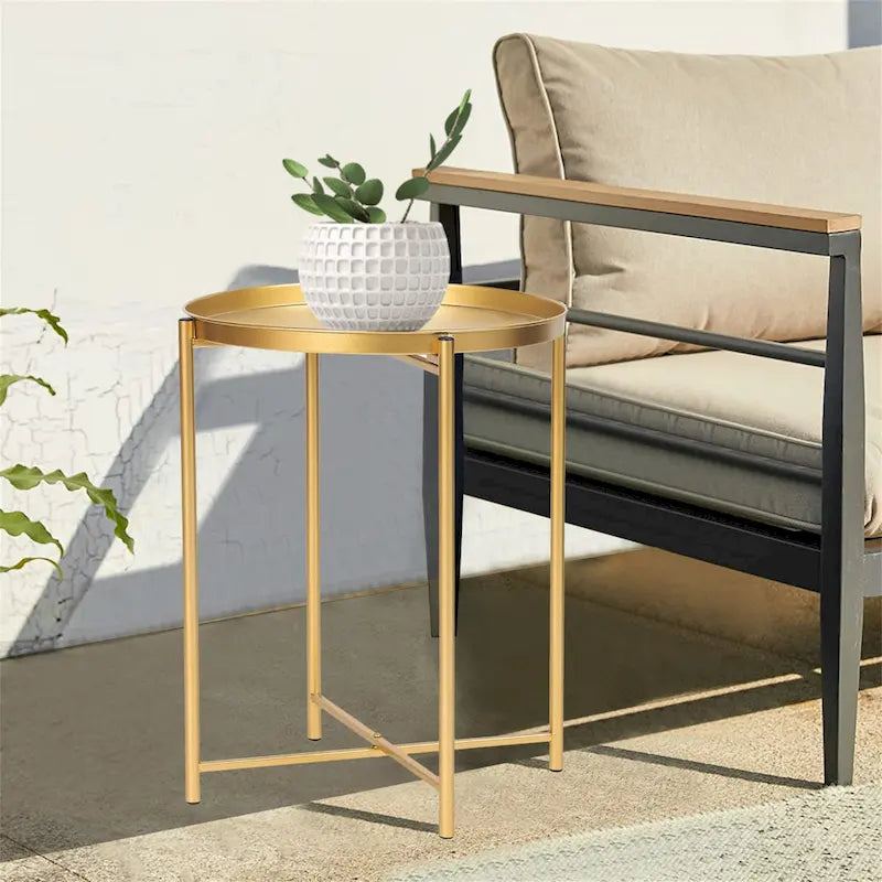 Table d'appoint en métal avec plateau amovible