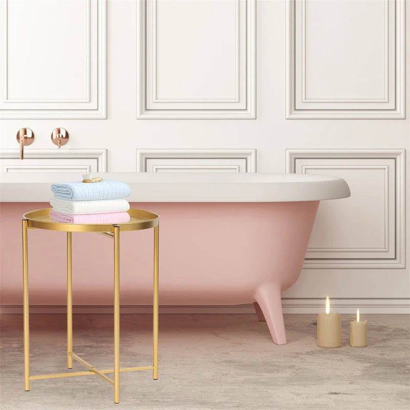 Table d'appoint en métal avec plateau amovible