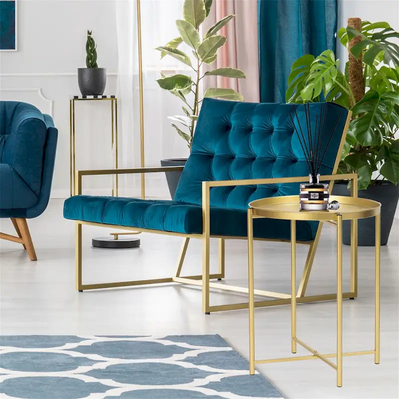 Table d'appoint en métal avec plateau amovible