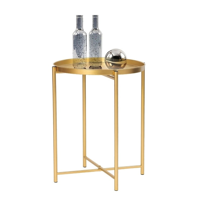 Table d'appoint en métal avec plateau amovible