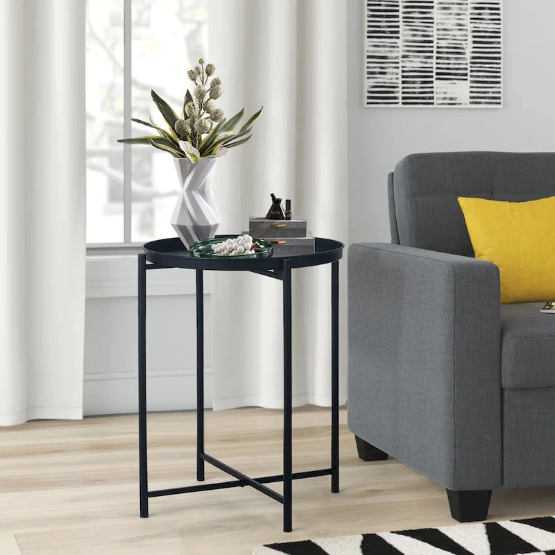 Table d'appoint en métal avec plateau amovible