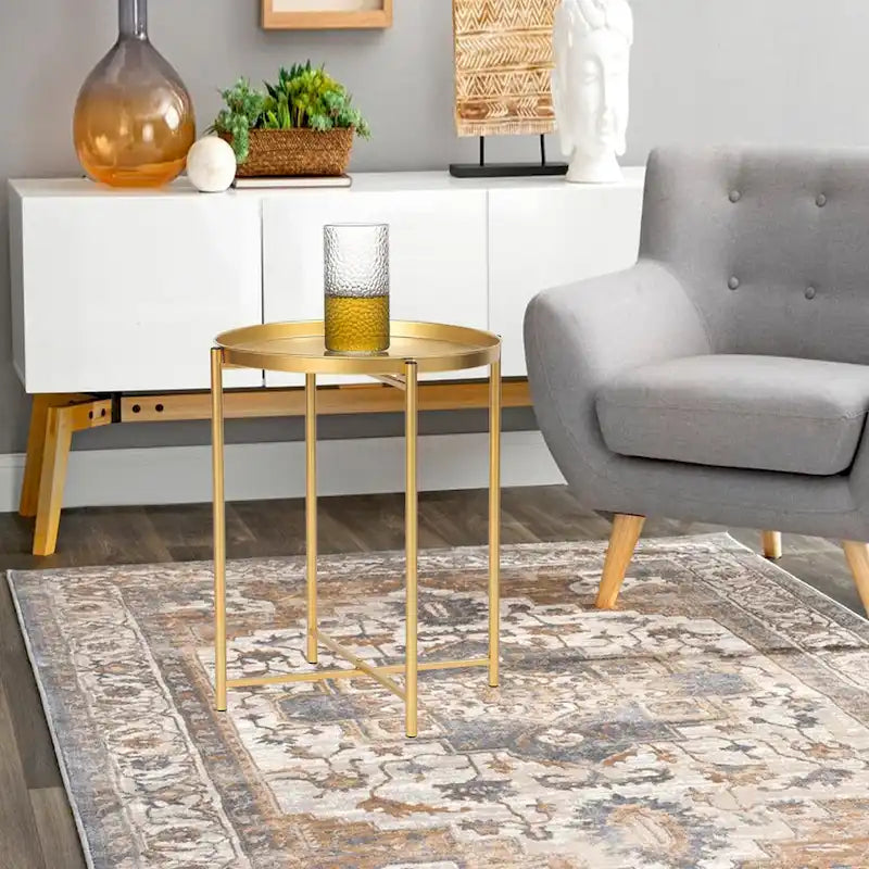 Table d'appoint en métal avec plateau amovible