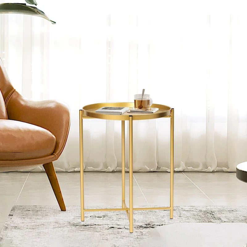 Table d'appoint en métal avec plateau amovible