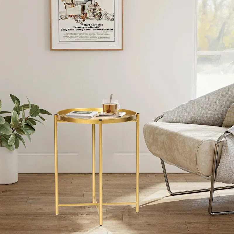 Table d'appoint en métal avec plateau amovible