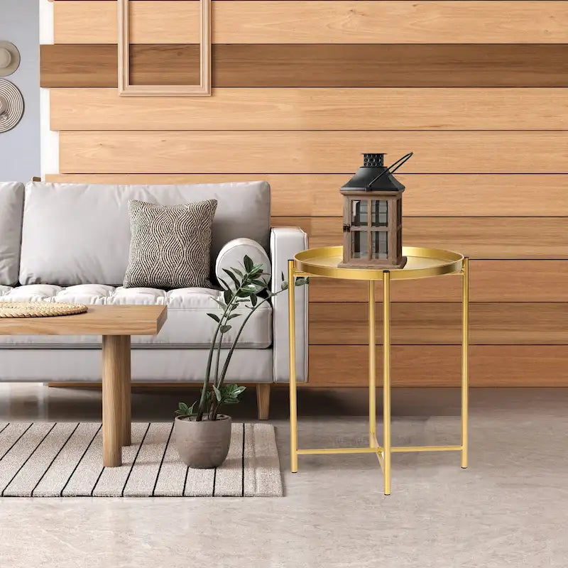 Table d'appoint en métal avec plateau amovible