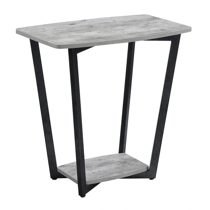 Table d'appoint industrielle avec étagère à deux niveaux